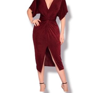 Fashion Nova Full Gown Knot Dress size:XL Color: Burgundy